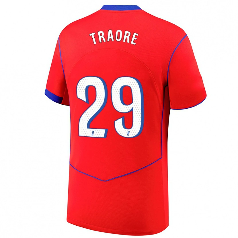 Danxen Dámské Manssita Traoré #29 Červená Modrá Bílá Třetí Hráčské Dresy 2025/26 Dres