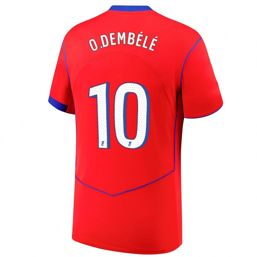 Danxen Dámské Ousmane Dembélé #10 Červená Modrá Bílá Třetí Hráčské Dresy 2025/26 Dres