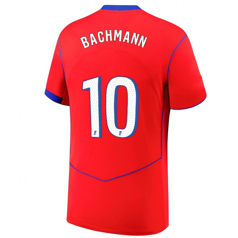 Danxen Dámské Ramona Bachmann #10 Červená Modrá Bílá Třetí Hráčské Dresy 2025/26 Dres