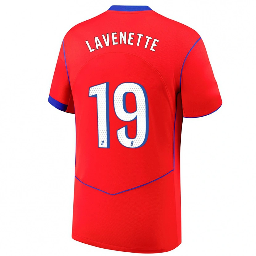 Danxen Dámské Mathias Lavenette #19 Červená Modrá Bílá Třetí Hráčské Dresy 2025/26 Dres