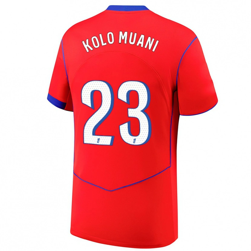 Danxen Dámské Randal Kolo Muani #23 Červená Modrá Bílá Třetí Hráčské Dresy 2025/26 Dres