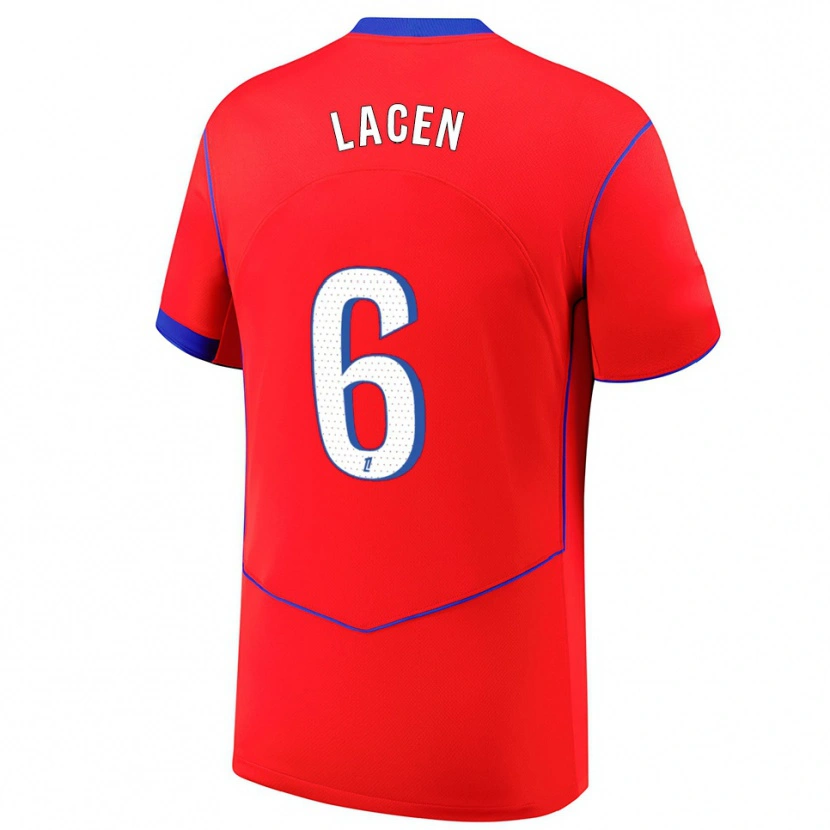 Danxen Dámské Michaël Lacen #6 Červená Modrá Bílá Třetí Hráčské Dresy 2025/26 Dres