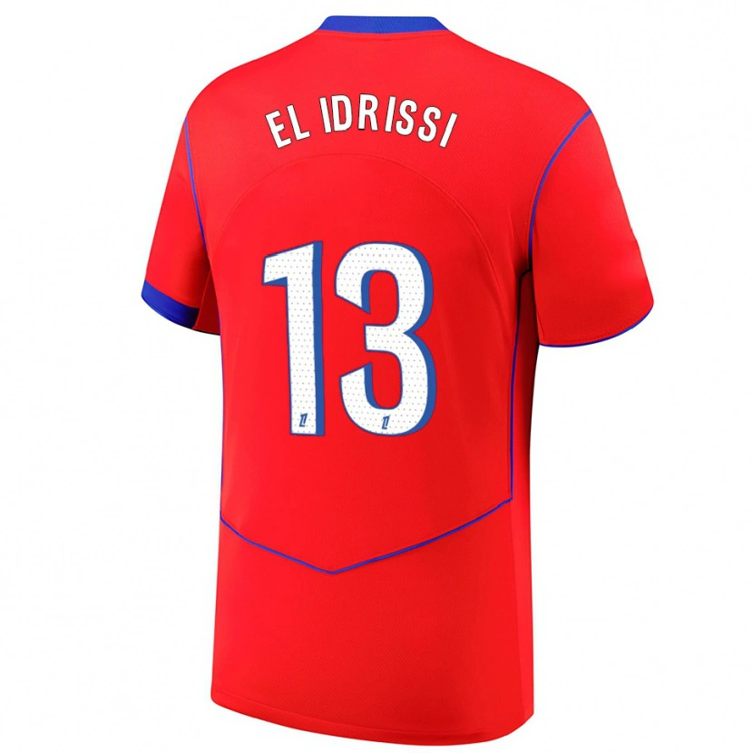 Danxen Dámské Mohamed-Amine El Idrissi #13 Červená Modrá Bílá Třetí Hráčské Dresy 2025/26 Dres