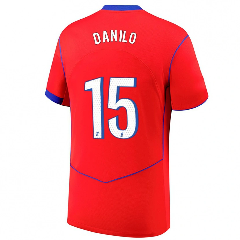 Danxen Dámské Danilo Pereira #15 Červená Modrá Bílá Třetí Hráčské Dresy 2025/26 Dres