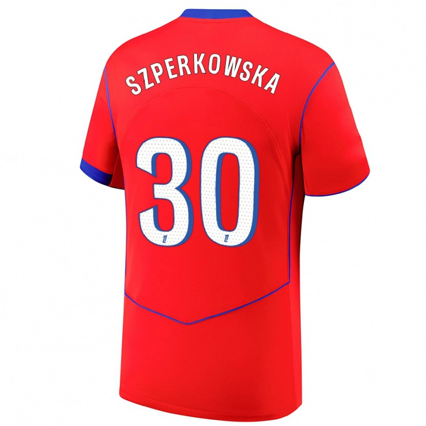 Danxen Dámské Oliwia Szperkowska #30 Červená Modrá Bílá Třetí Hráčské Dresy 2025/26 Dres