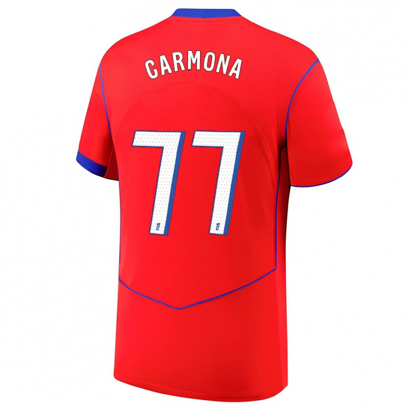 Danxen Dámské Olga Carmona #77 Červená Modrá Bílá Třetí Hráčské Dresy 2025/26 Dres