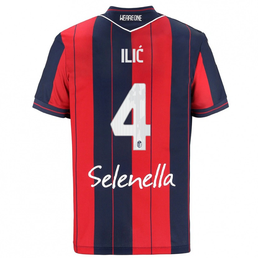Danxen Dětské Mihajlo Ilić #4 Červená Námořnická Modř Domů Hráčské Dresy 2025/26 Dres