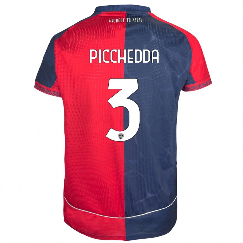 Danxen Dětské Marco Picchedda #3 Červená Námořnická Modř Domů Hráčské Dresy 2025/26 Dres