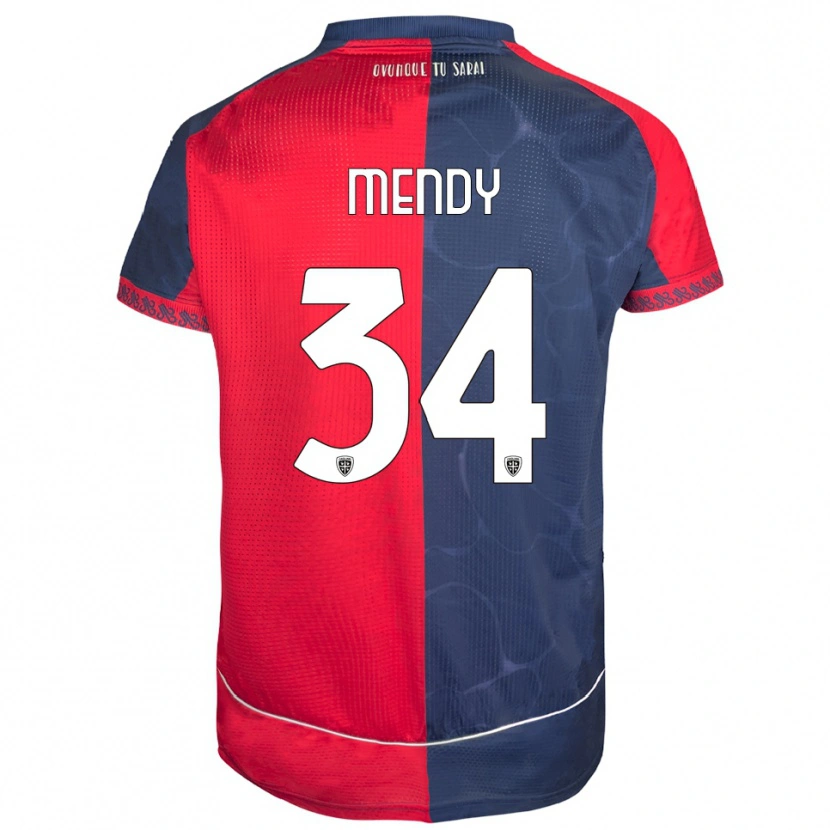 Danxen Dětské Paul Mendy #34 Červená Námořnická Modř Domů Hráčské Dresy 2025/26 Dres