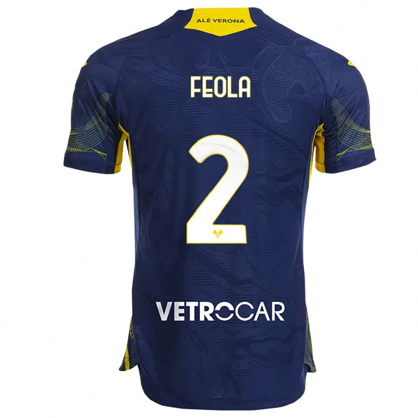 Danxen Dětské William Feola #2 Námořnická Modř Žlutá Domů Hráčské Dresy 2025/26 Dres