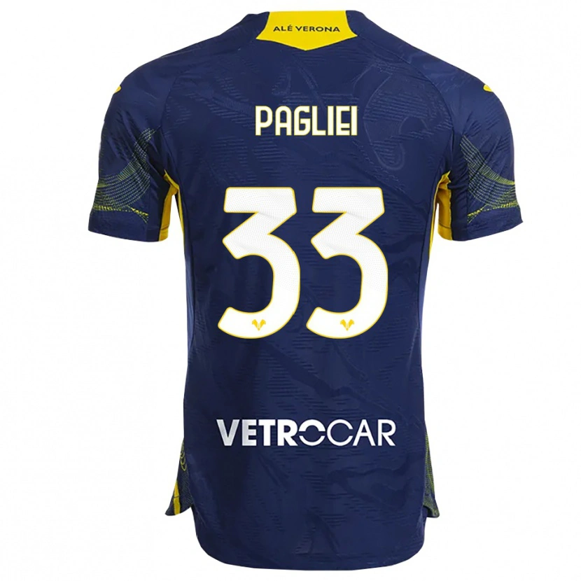 Danxen Dětské Matteo Pagliei #33 Námořnická Modř Žlutá Domů Hráčské Dresy 2025/26 Dres