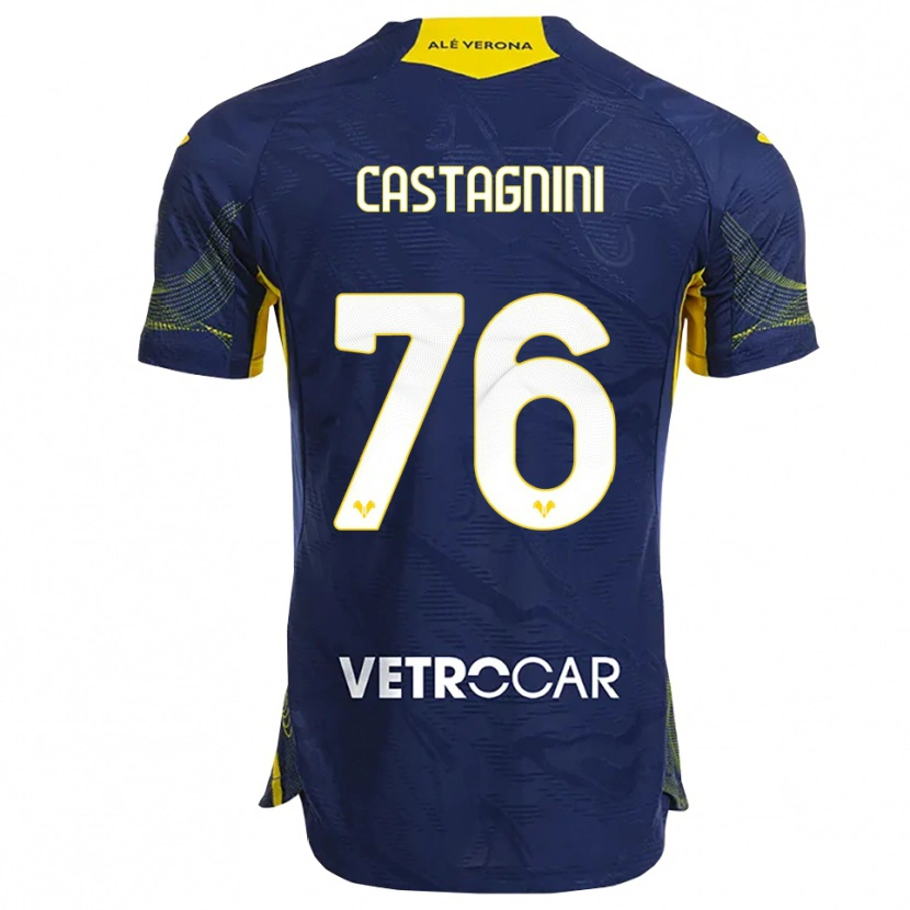Danxen Dětské Mirko Castagnini #76 Námořnická Modř Žlutá Domů Hráčské Dresy 2025/26 Dres