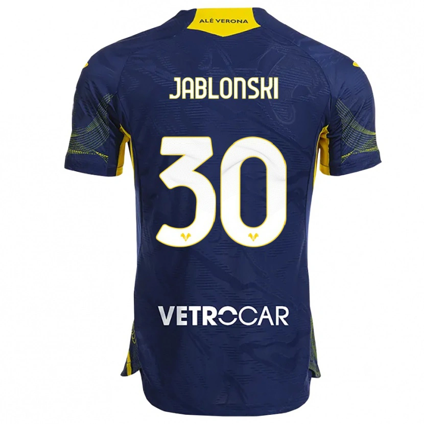 Danxen Dětské Darvin Jablonski #30 Námořnická Modř Žlutá Domů Hráčské Dresy 2025/26 Dres
