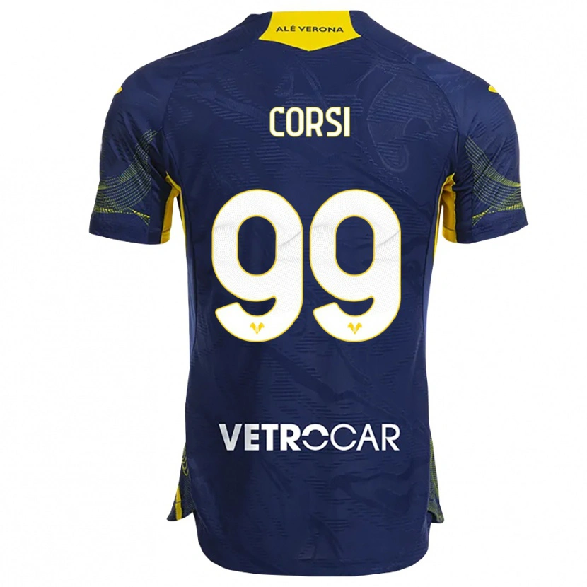 Danxen Dětské Sara Corsi #99 Námořnická Modř Žlutá Domů Hráčské Dresy 2025/26 Dres