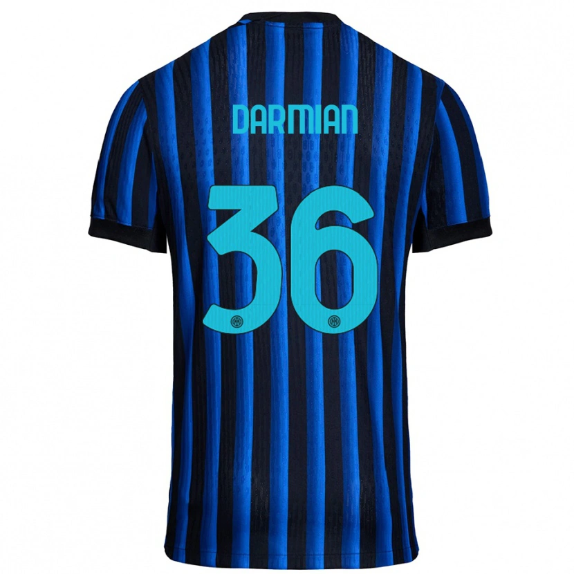 Danxen Dětské Matteo Darmian #36 Černá Modrá Domů Hráčské Dresy 2025/26 Dres
