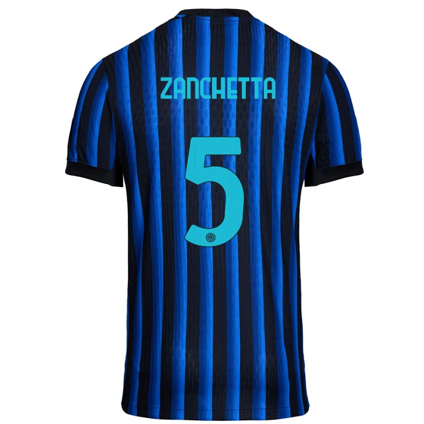 Danxen Dětské Mattia Zanchetta #5 Černá Modrá Domů Hráčské Dresy 2025/26 Dres