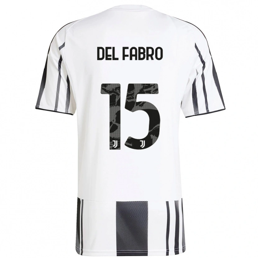 Danxen Dětské Jacopo Del Fabro #15 Bílá Černá Domů Hráčské Dresy 2025/26 Dres