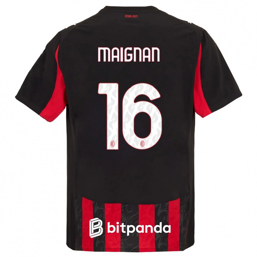 Danxen Dětské Mike Maignan #16 Červená Černá Domů Hráčské Dresy 2025/26 Dres
