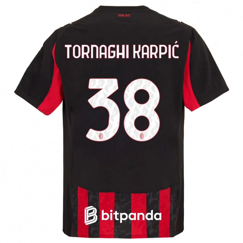 Danxen Dětské Lavinia Tornaghi Karpić #38 Červená Černá Domů Hráčské Dresy 2025/26 Dres