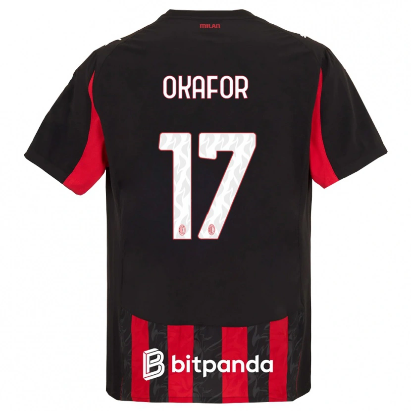 Danxen Dětské Noah Okafor #17 Červená Černá Domů Hráčské Dresy 2025/26 Dres