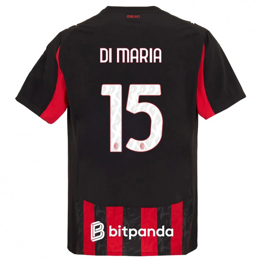 Danxen Dětské Alessandro Di Maria #15 Červená Černá Domů Hráčské Dresy 2025/26 Dres