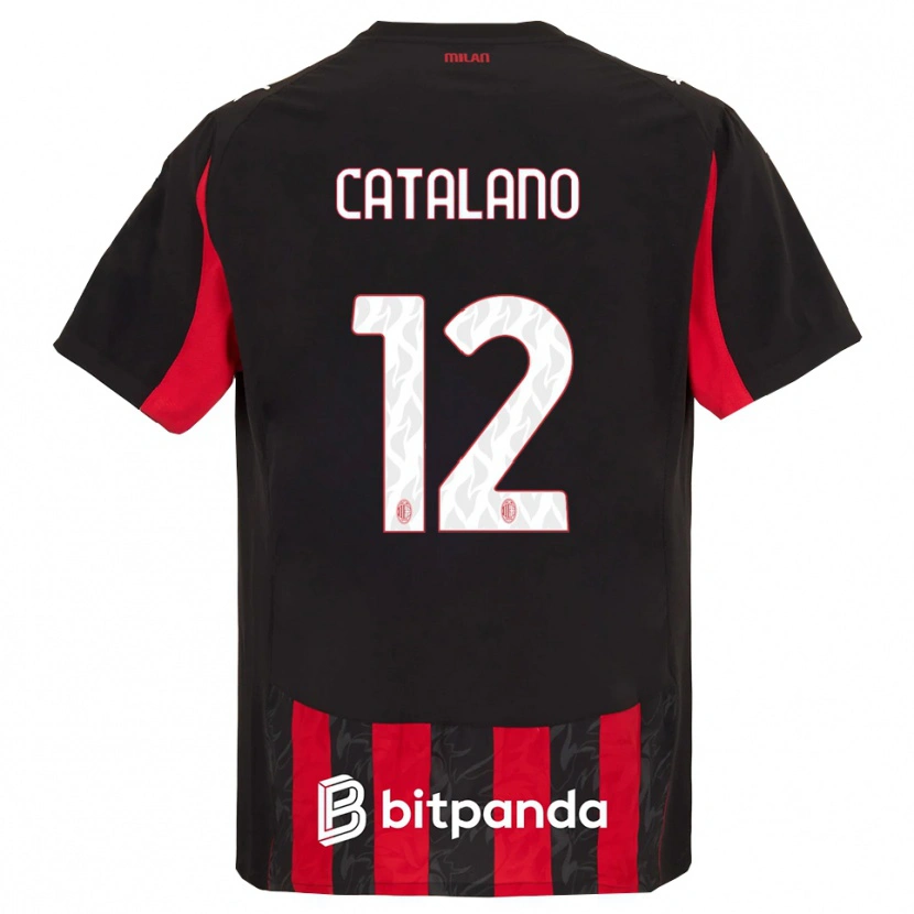 Danxen Dětské Alessio Catalano #12 Červená Černá Domů Hráčské Dresy 2025/26 Dres
