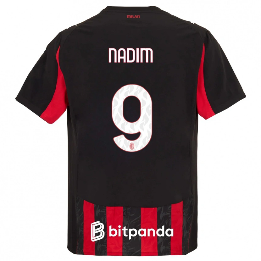 Danxen Dětské Nadia Nadim #9 Červená Černá Domů Hráčské Dresy 2025/26 Dres