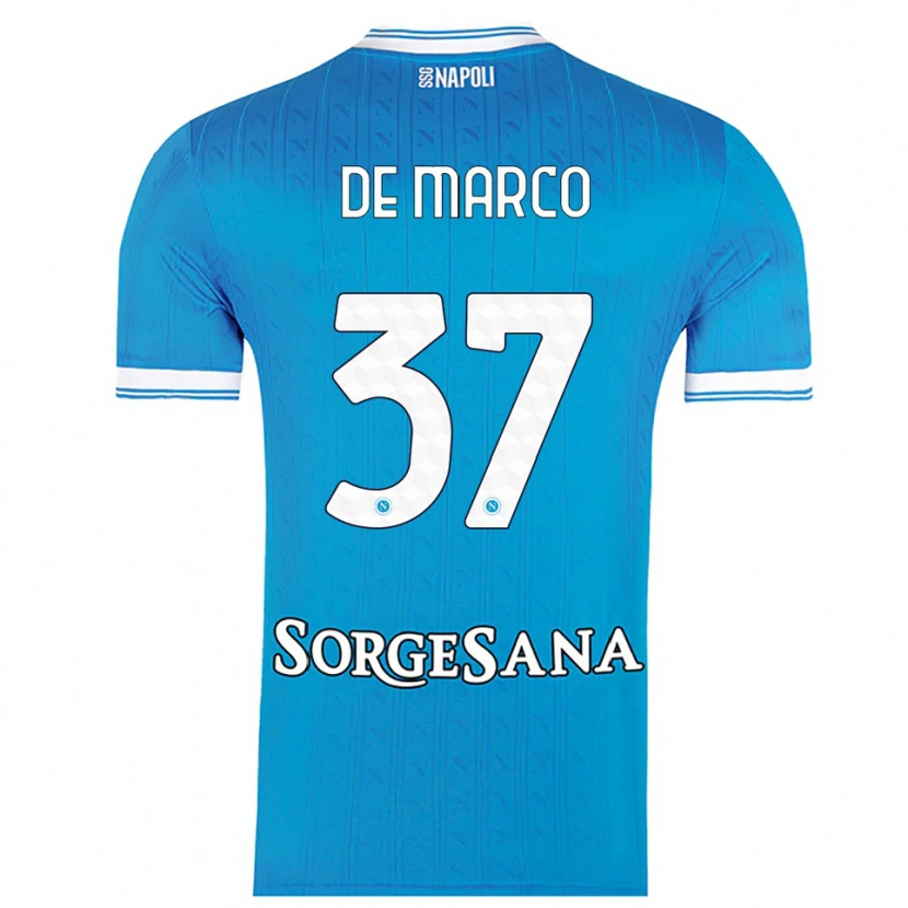 Danxen Dětské Francesco De Marco #37 Nebesky Modrá Bílá Domů Hráčské Dresy 2025/26 Dres