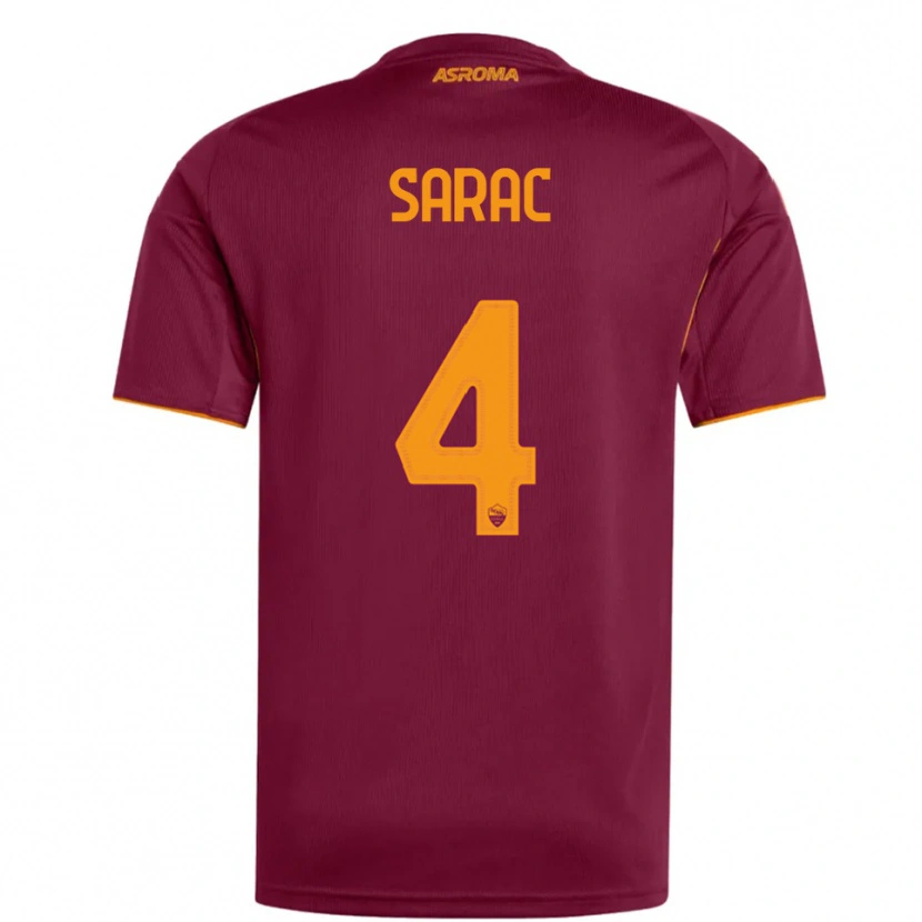 Danxen Dětské Pavle Sarac #4 Burgundská Oranžová Domů Hráčské Dresy 2025/26 Dres