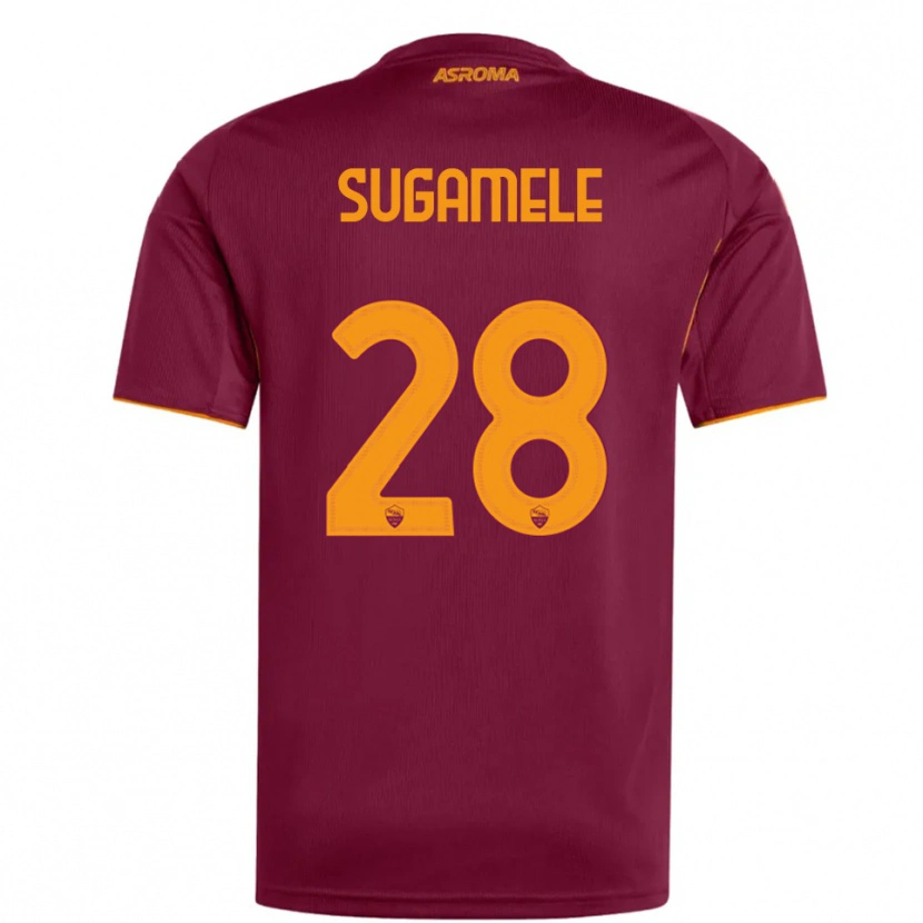 Danxen Dětské Alessandro Sugamele #28 Burgundská Oranžová Domů Hráčské Dresy 2025/26 Dres