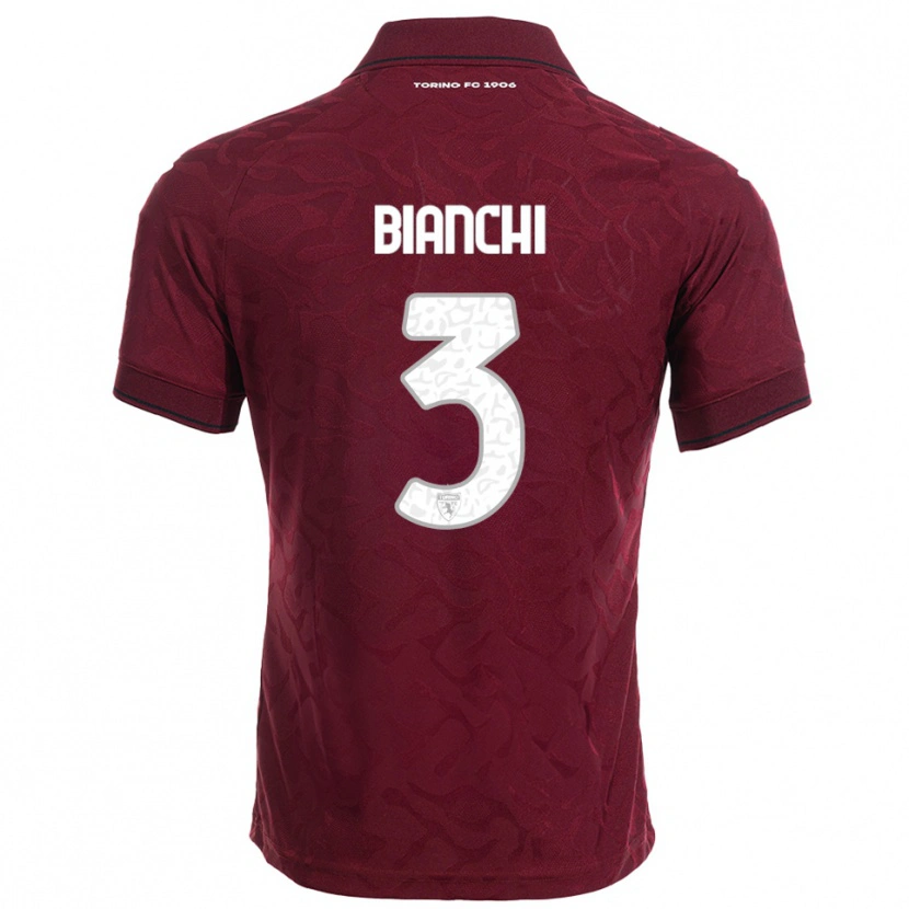Danxen Dětské Riccardo Bianchi #3 Burgundská Bílá Domů Hráčské Dresy 2025/26 Dres