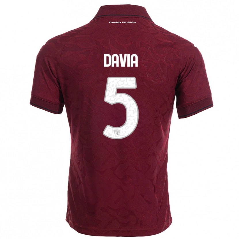 Danxen Dětské Emiliano Davia #5 Burgundská Bílá Domů Hráčské Dresy 2025/26 Dres