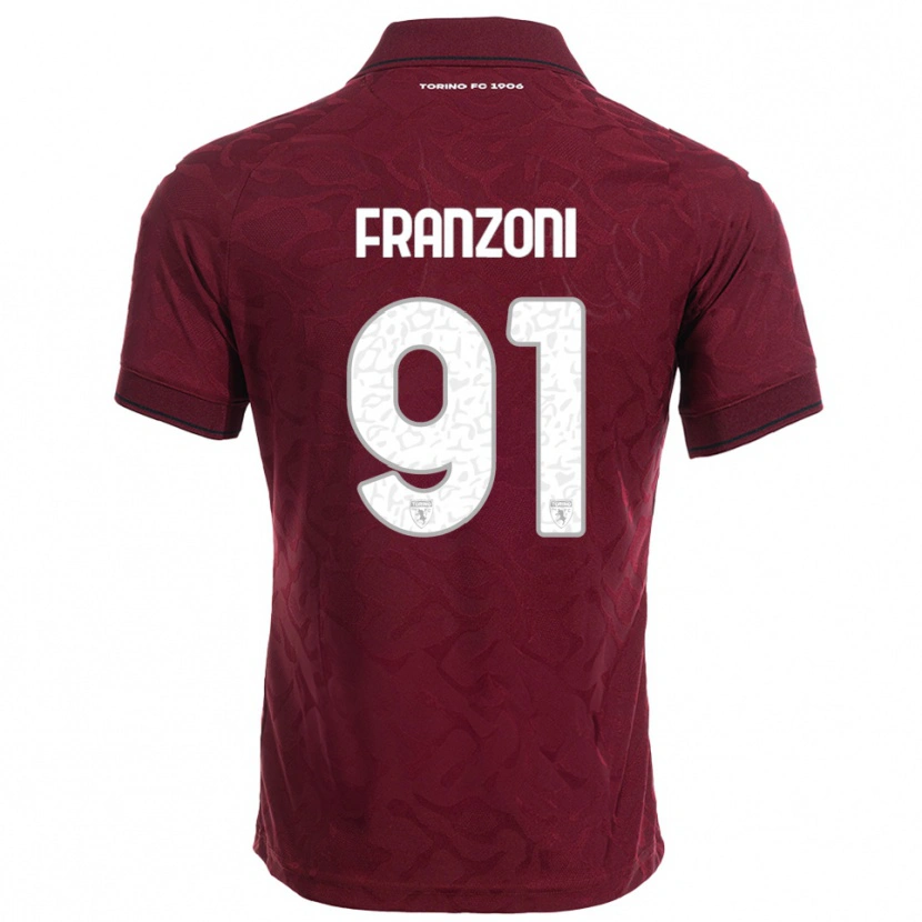 Danxen Dětské Nicolò Franzoni #91 Burgundská Bílá Domů Hráčské Dresy 2025/26 Dres
