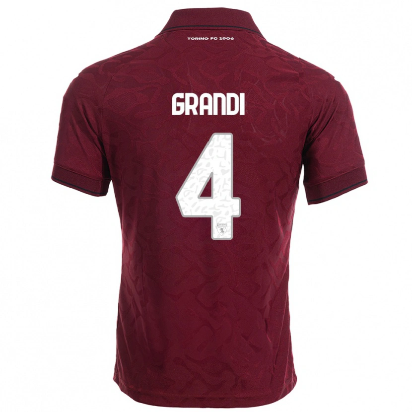 Danxen Dětské Lorenzo Grandi #4 Burgundská Bílá Domů Hráčské Dresy 2025/26 Dres
