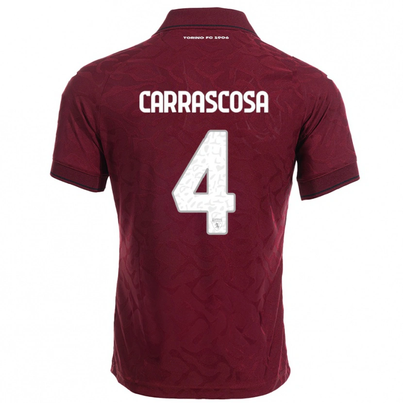 Danxen Dětské Manuel Carrascosa #4 Burgundská Bílá Domů Hráčské Dresy 2025/26 Dres