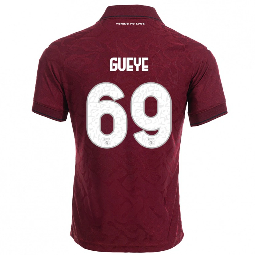 Danxen Dětské Ousmane Gueye #69 Burgundská Bílá Domů Hráčské Dresy 2025/26 Dres