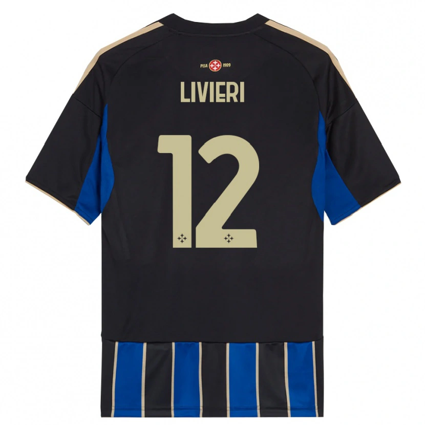 Danxen Dětské Alessandro Livieri #12 Černá Modrá Domů Hráčské Dresy 2025/26 Dres