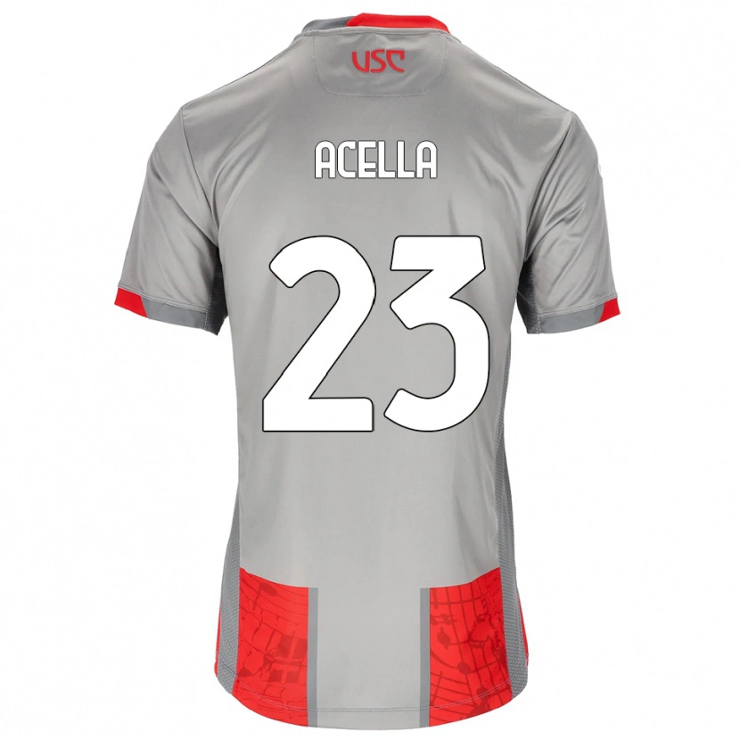 Danxen Dětské Christian Acella #23 Červená Šedá Domů Hráčské Dresy 2025/26 Dres