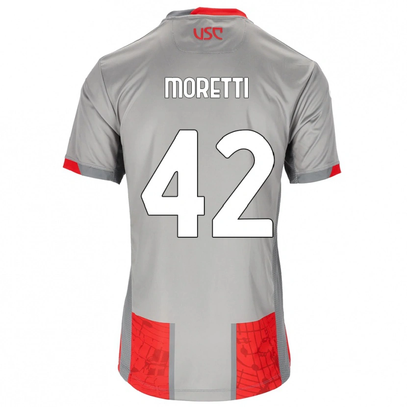 Danxen Dětské Lorenzo Moretti #42 Červená Šedá Domů Hráčské Dresy 2025/26 Dres