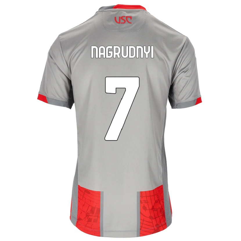 Danxen Dětské Vladyslav Nagrudnyi #7 Červená Šedá Domů Hráčské Dresy 2025/26 Dres