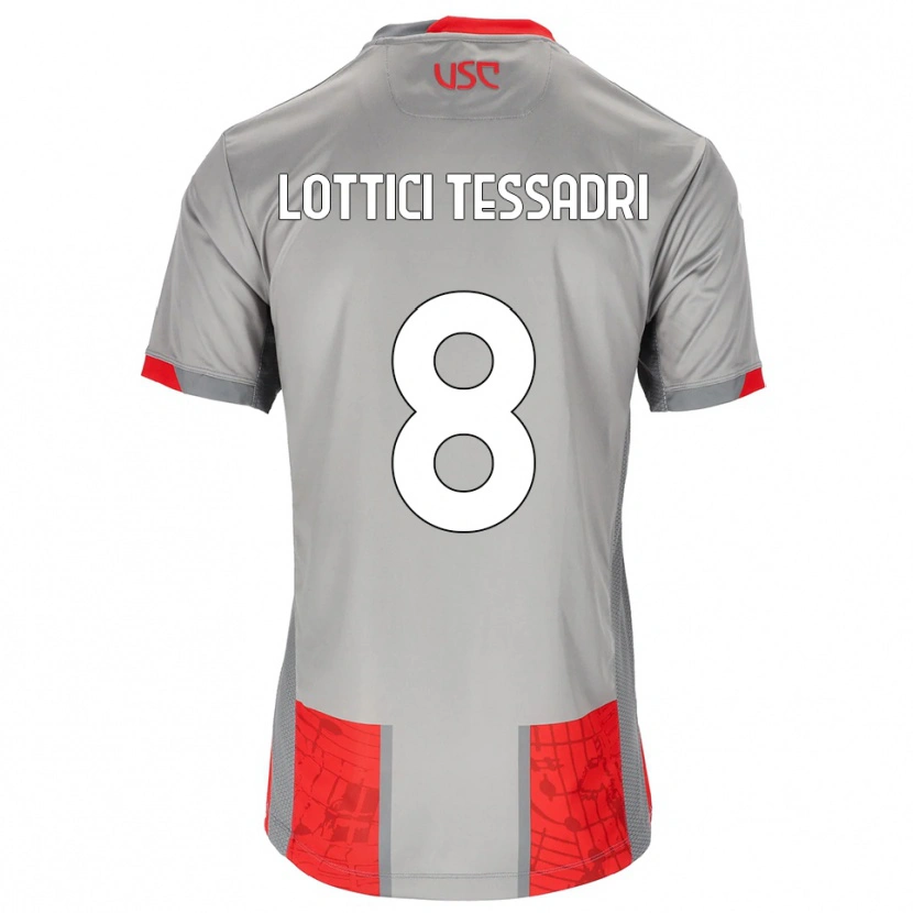 Danxen Dětské Simone Lottici Tessadri #8 Červená Šedá Domů Hráčské Dresy 2025/26 Dres