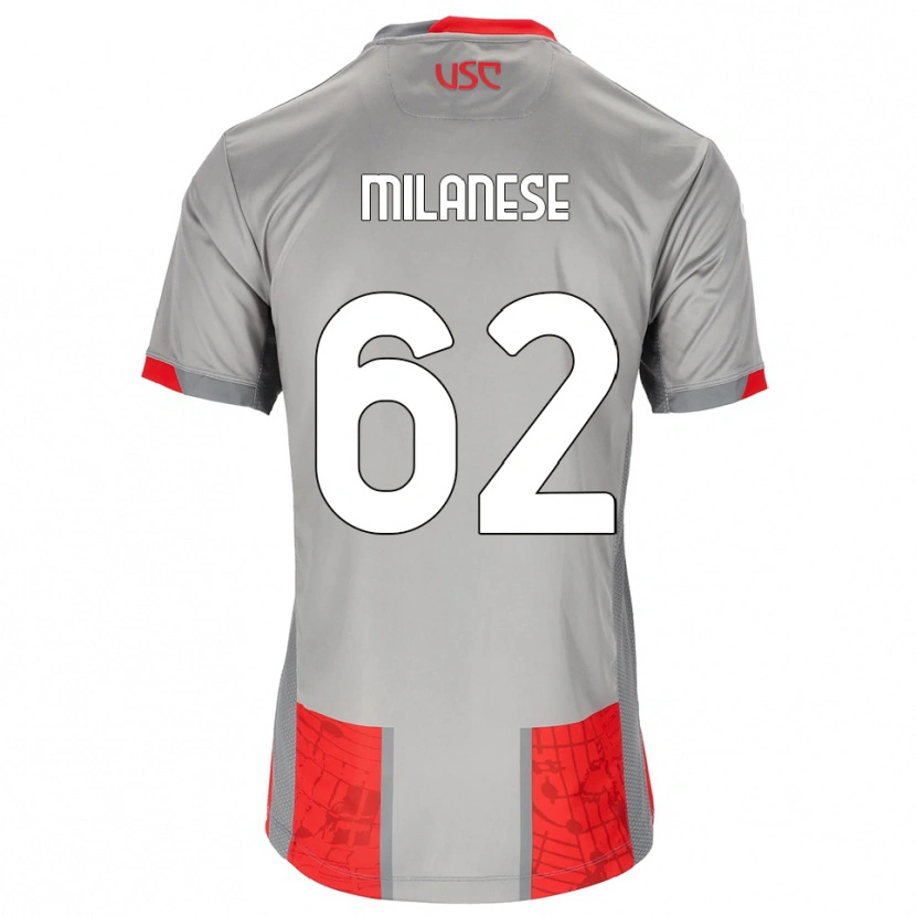 Danxen Dětské Tommaso Milanese #62 Červená Šedá Domů Hráčské Dresy 2025/26 Dres