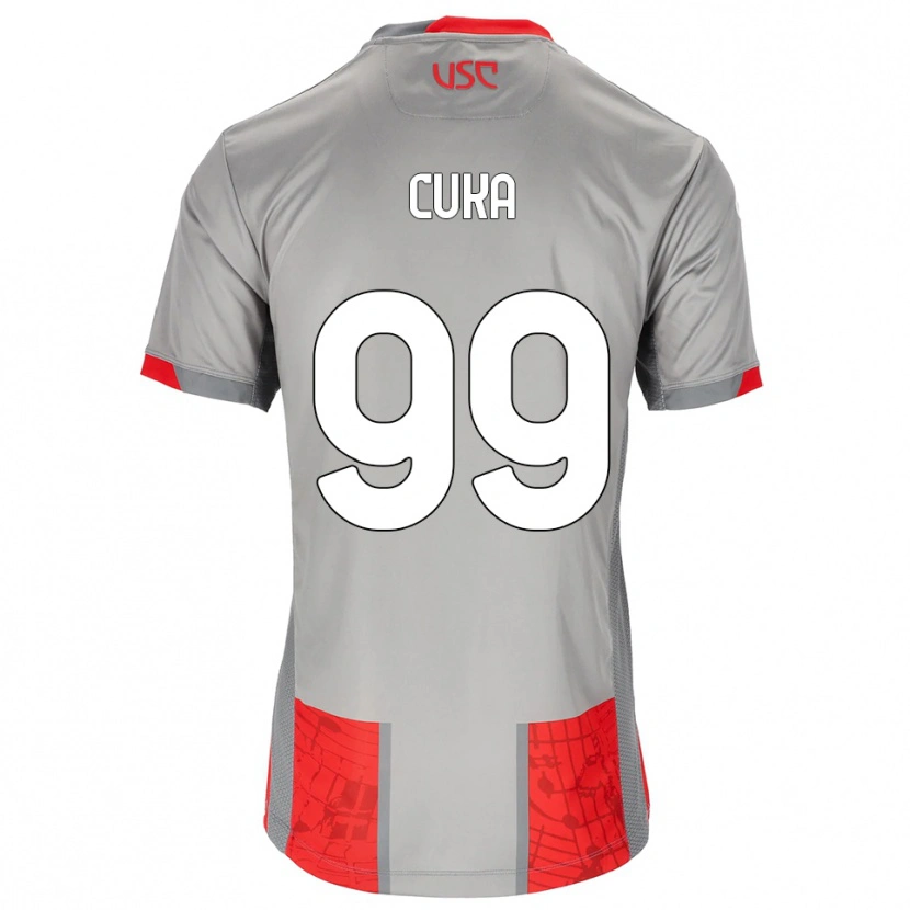 Danxen Dětské Samuel Cuka #99 Červená Šedá Domů Hráčské Dresy 2025/26 Dres