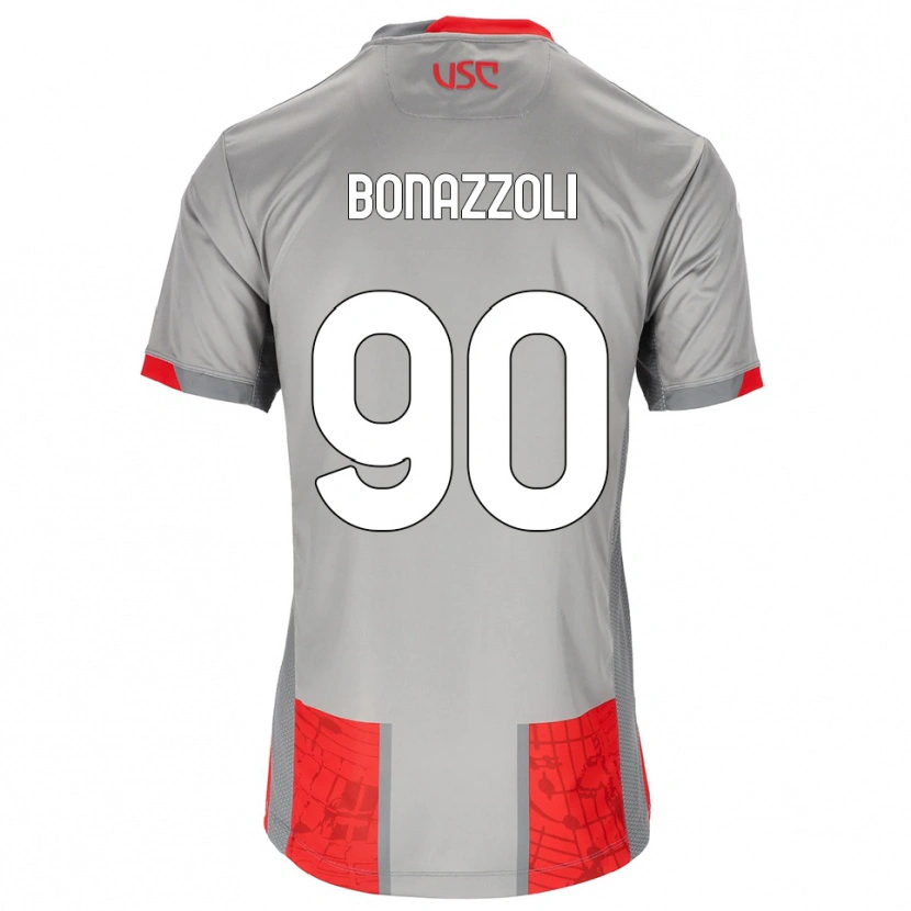 Danxen Dětské Federico Bonazzoli #90 Červená Šedá Domů Hráčské Dresy 2025/26 Dres