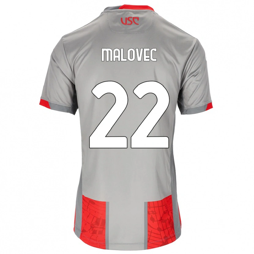 Danxen Dětské Adrian Malovec #22 Červená Šedá Domů Hráčské Dresy 2025/26 Dres
