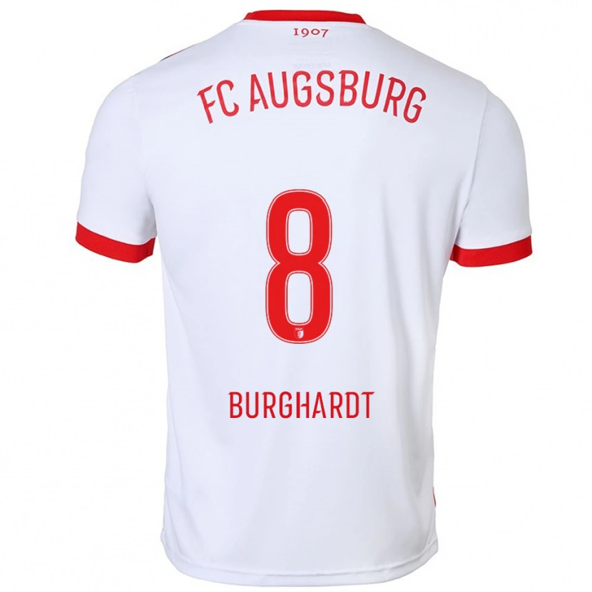Danxen Dětské Kilian Burghardt #8 Bílá Červená Domů Hráčské Dresy 2025/26 Dres