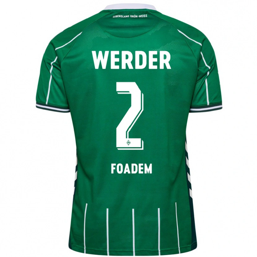 Danxen Dětské Yann Styve Tchouambou Foadem #2 Zelená Bílá Domů Hráčské Dresy 2025/26 Dres