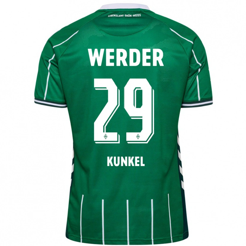 Danxen Dětské Melina Kunkel #29 Zelená Bílá Domů Hráčské Dresy 2025/26 Dres