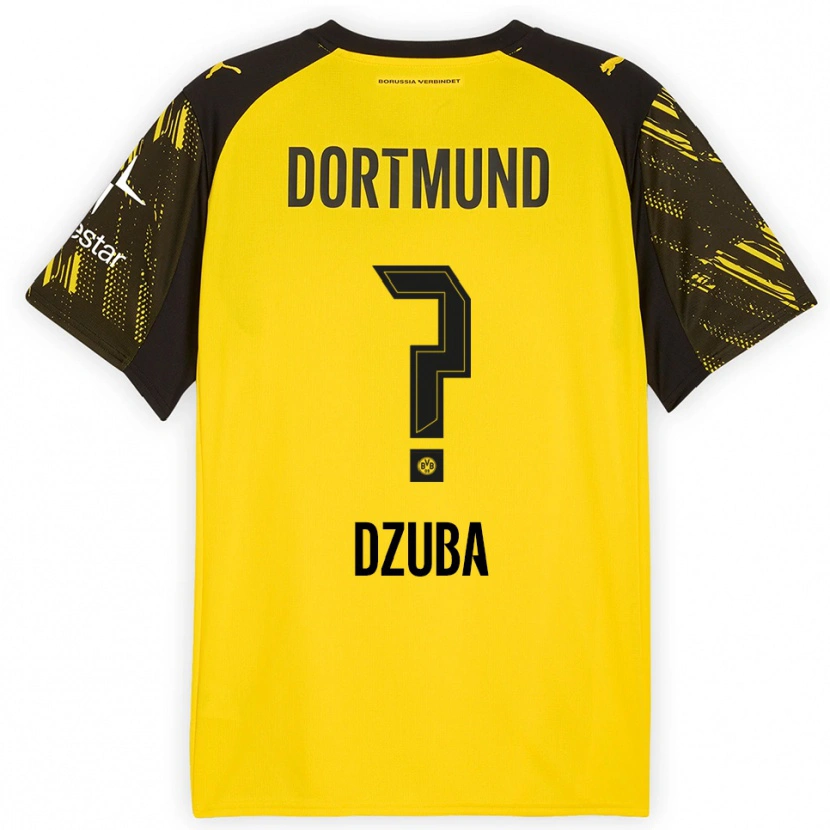 Danxen Dětské Fabian Dzuba #0 Žlutá Černá Domů Hráčské Dresy 2025/26 Dres