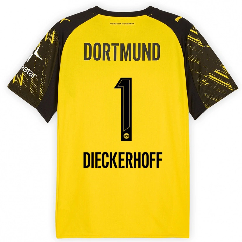 Danxen Dětské Max Dieckerhoff #1 Žlutá Černá Domů Hráčské Dresy 2025/26 Dres